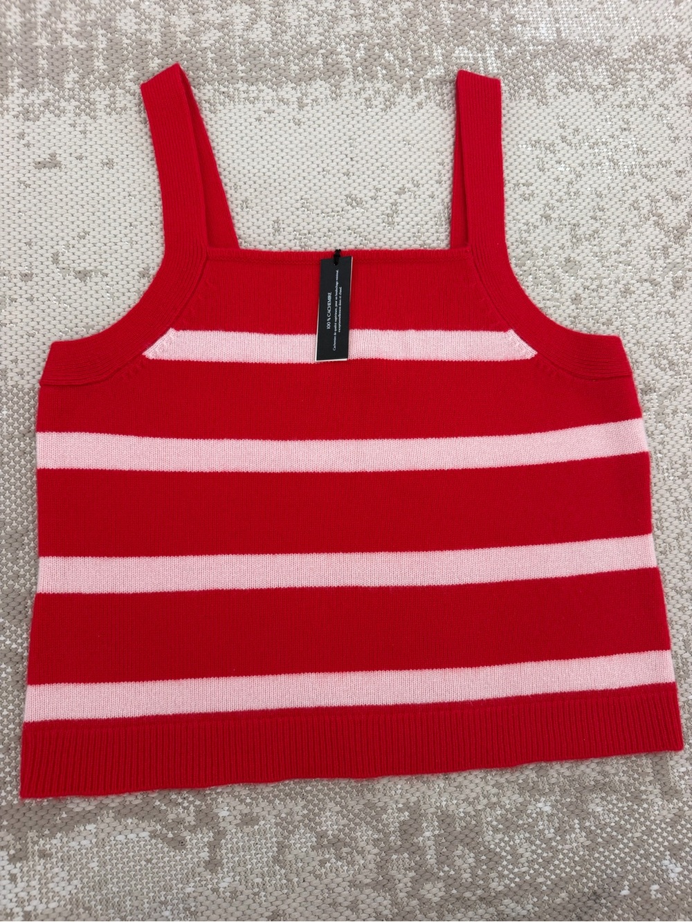 Banana Republic Red and Light Pink Striped Knit Tank